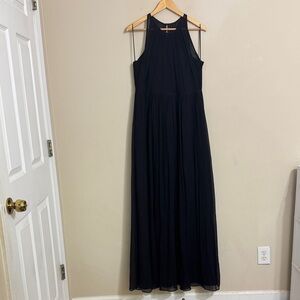 J Crew Silk Chiffon Halter Neck Maxi Dress Sweetheart Black Size 14 Bridesmaid